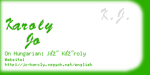 karoly jo business card